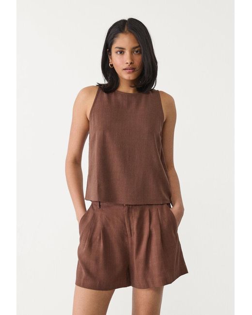 Shorts Fluidi Con Lino di Stradivarius in Brown