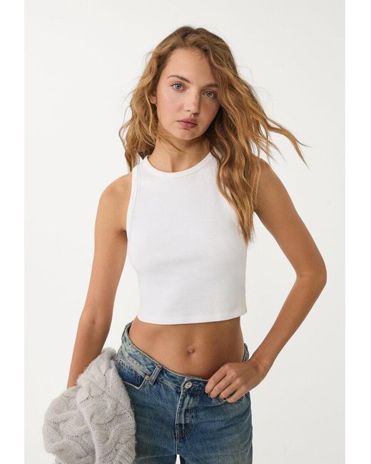 Maglietta Cropped Basic di Stradivarius in Blue