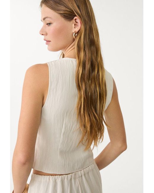 Top Bottoni Texture di Stradivarius in White