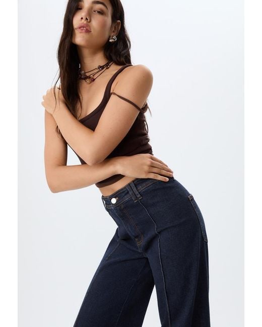 D63 Jeans Gamba Larga Cuciture di Stradivarius in Blue