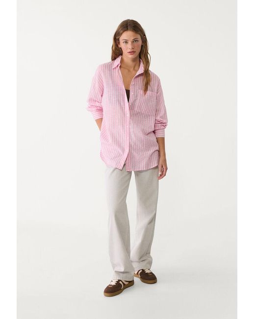 Camicia Corta Morbida Con Tasca di Stradivarius in Pink