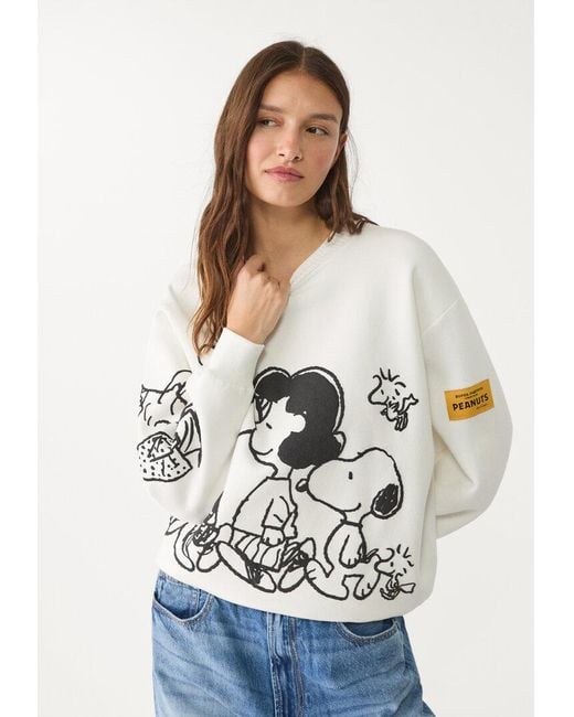 Felpa Peanuts di Stradivarius in White