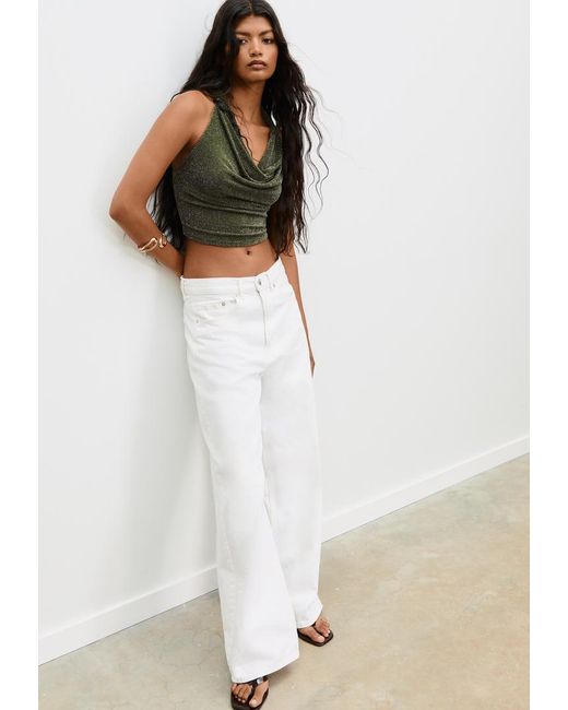 Top Halter Brillantini di Stradivarius in White