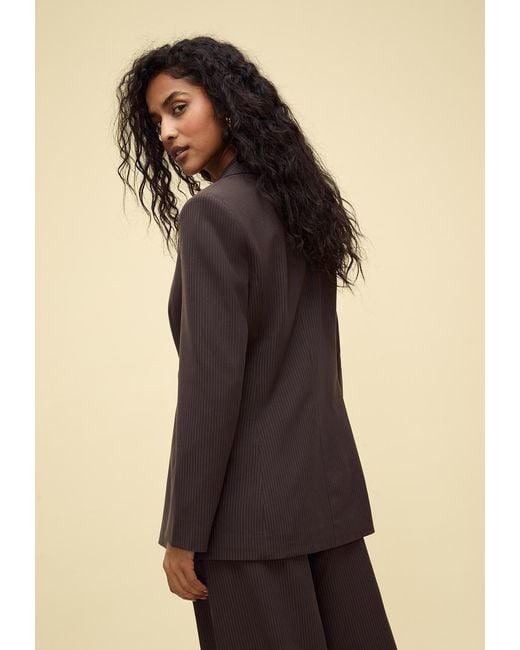 Blazer Slim Fit Doppiopetto A Righe di Stradivarius in Natural