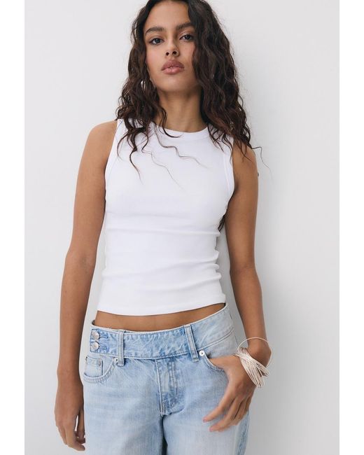 B04 Top Basic Aderente Senza Maniche di Stradivarius in Blue