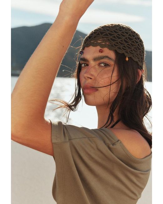 Berretto Con Perline di Stradivarius in Green