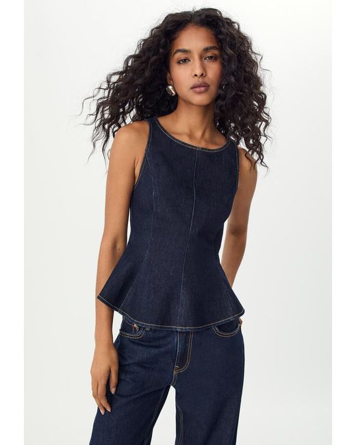Top Denim Baschina Senza Maniche di Stradivarius in Blue