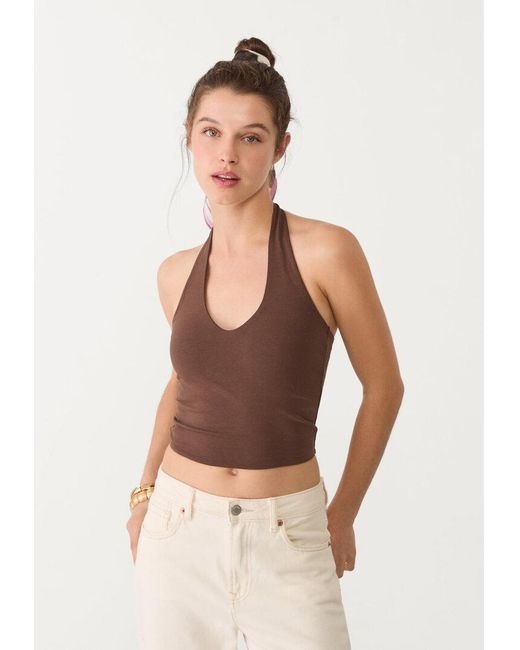 Top Corto Halter di Stradivarius in White