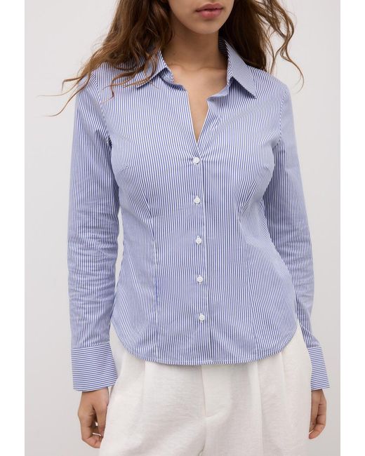 Camicia Basic Fitted di Stradivarius in White