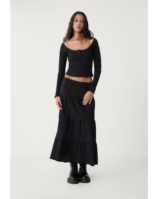 Gonna Lunga Fluida di Stradivarius in Black