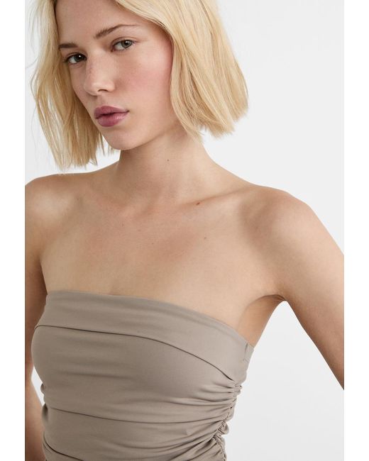 Top A Fascia Con Risvolto Effetto Arricciato di Stradivarius in Gray