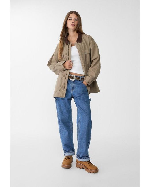 Giacca Combinata Con Tasche Multiple di Stradivarius in Natural