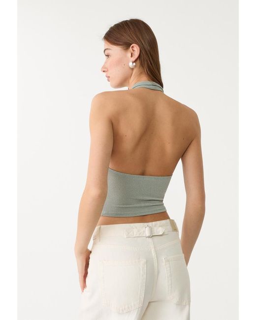 Top Halter Brillantini di Stradivarius in Gray