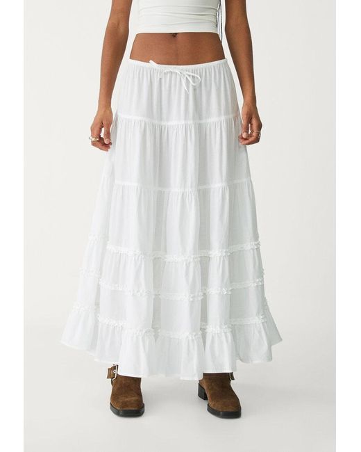 Gonna Lunga Con Volant di Stradivarius in White