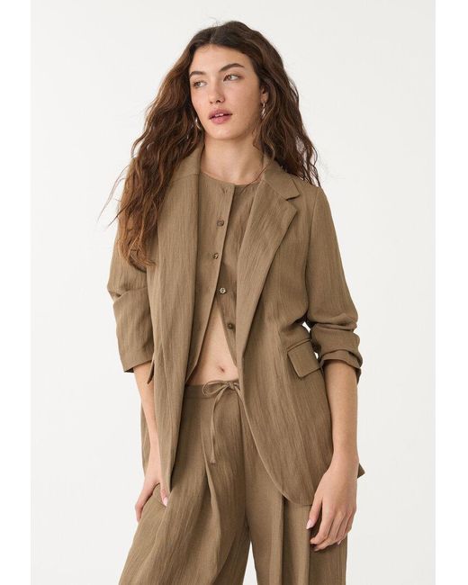Giacca Regular Morbida Stropicciata di Stradivarius in Brown