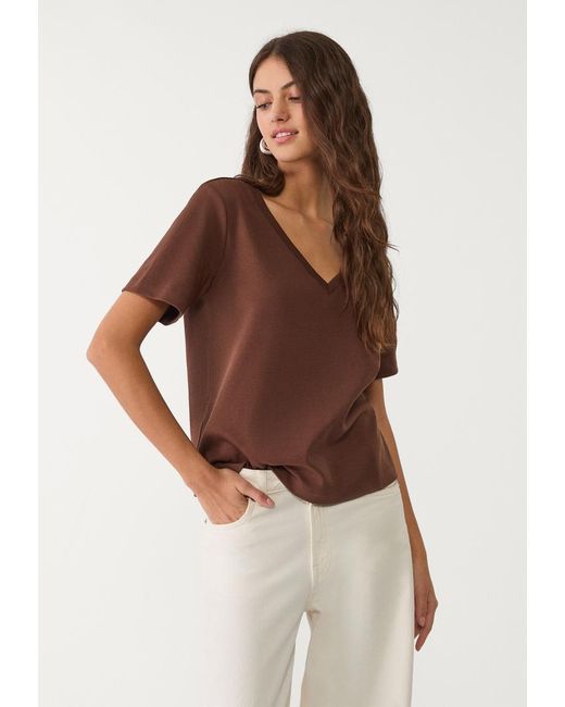 Maglietta Basic Regular Fit Heavy Weight di Stradivarius in Brown