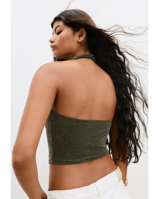 Top Halter Brillantini di Stradivarius in White