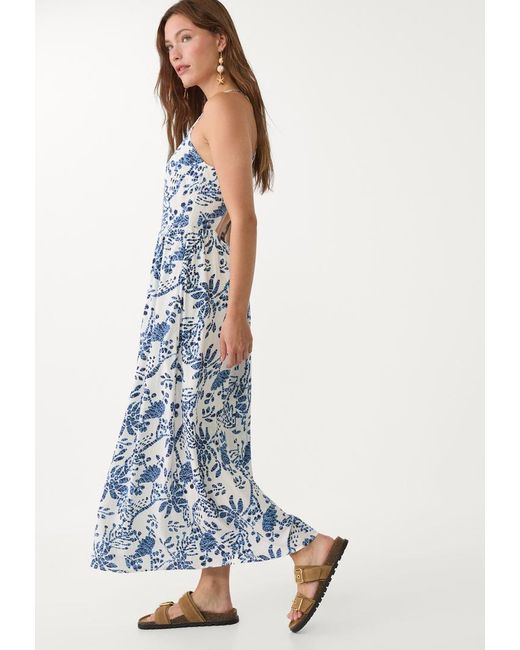 Abito Midi Con Schiena Scoperta E Stampa di Stradivarius in Blue