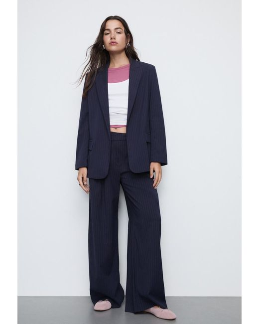 Blazer Aperto A Righe di Stradivarius in Blue