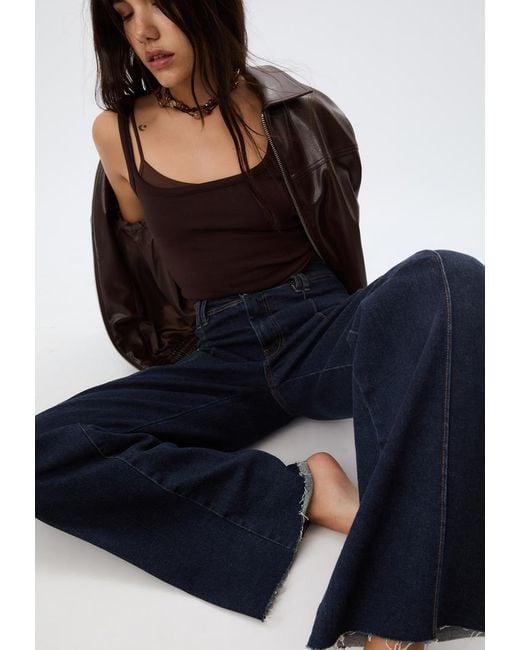 D63 Jeans Gamba Larga Cuciture di Stradivarius in Blue