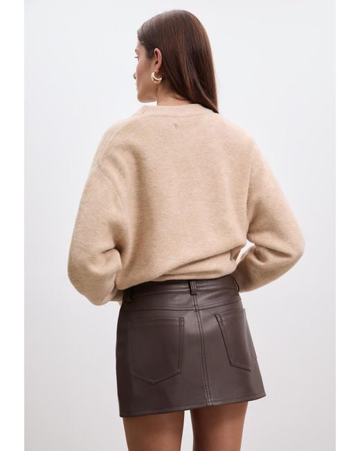 D62 Pantaloncino A Gonna Mini Effetto Pelle di Stradivarius in Natural