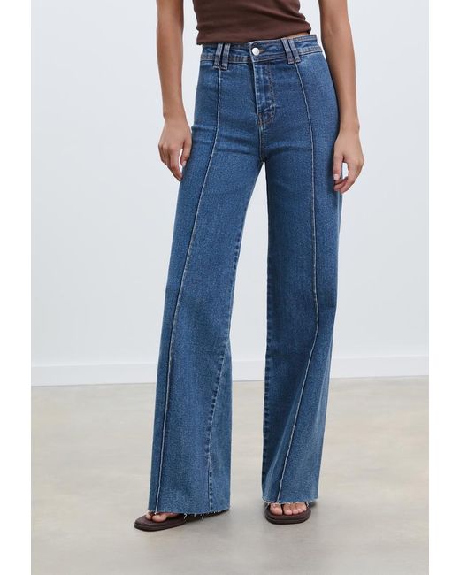 D63 Jeans Gamba Larga Cuciture di Stradivarius in Blue