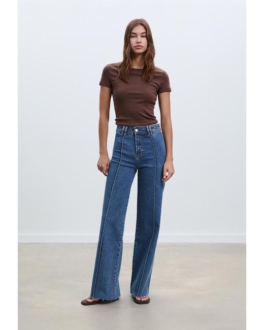 D63 Jeans Gamba Larga Cuciture di Stradivarius in Blue