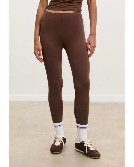 Legging Cotone Cucitura Invisibile di Stradivarius in White