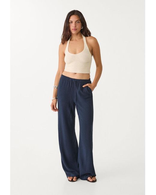 Pantaloni Fluidi Con Lino di Stradivarius in Blue