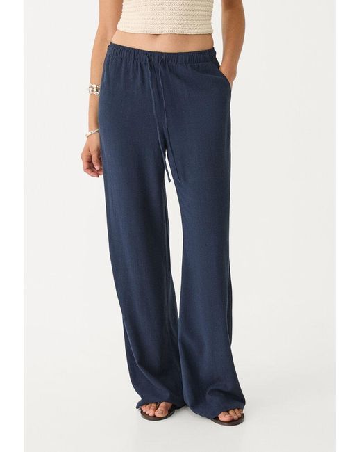 Pantaloni Fluidi Con Lino di Stradivarius in Blue