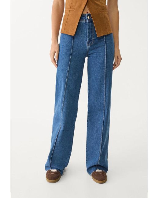 Jeans Minimal Con Cuciture di Stradivarius in Blue
