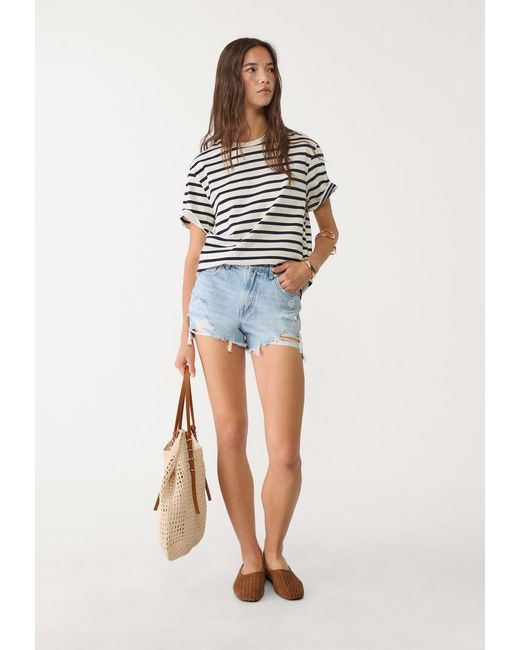 Maglietta Basic Boxy Heavy Weight A Righe di Stradivarius in Multicolor