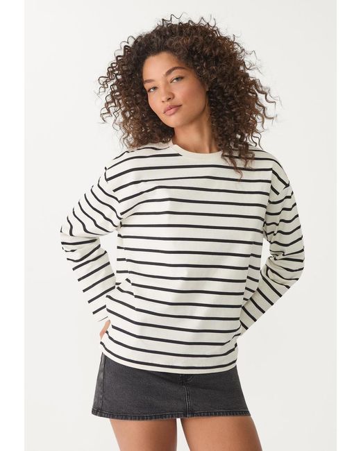 Maglietta Oversize A Righe di Stradivarius in Gray