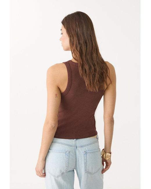 Top Basic Scollo Nuotatore di Stradivarius in Brown