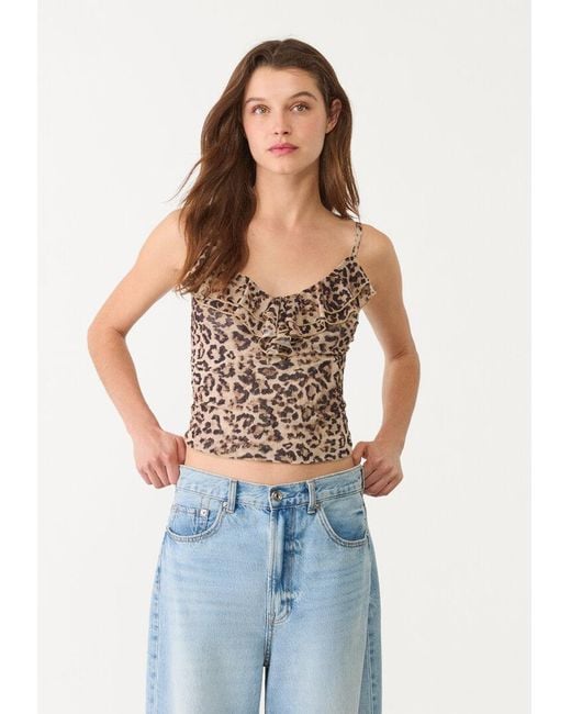 Top Tulle Con Volant di Stradivarius in Blue