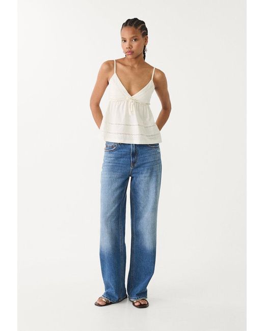 Top Con Spalline E Passamanerie di Stradivarius in Blue