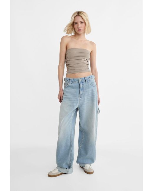 Top A Fascia Con Risvolto Effetto Arricciato di Stradivarius in Gray