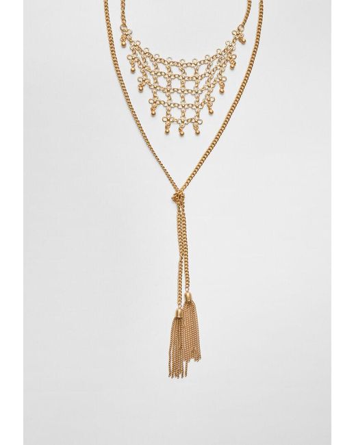 Collana Maxi Lariat Con Mini Fiori di Stradivarius in White