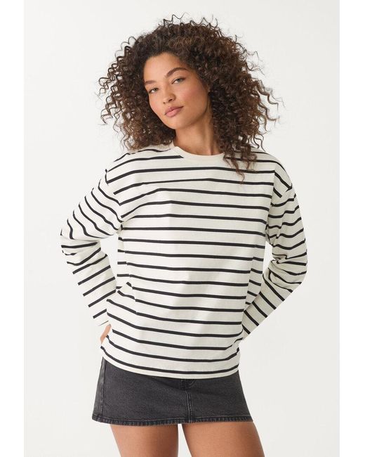 Maglietta Oversize A Righe di Stradivarius in Gray