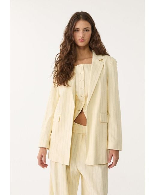 Giacca Regular Con Righe di Stradivarius in Natural