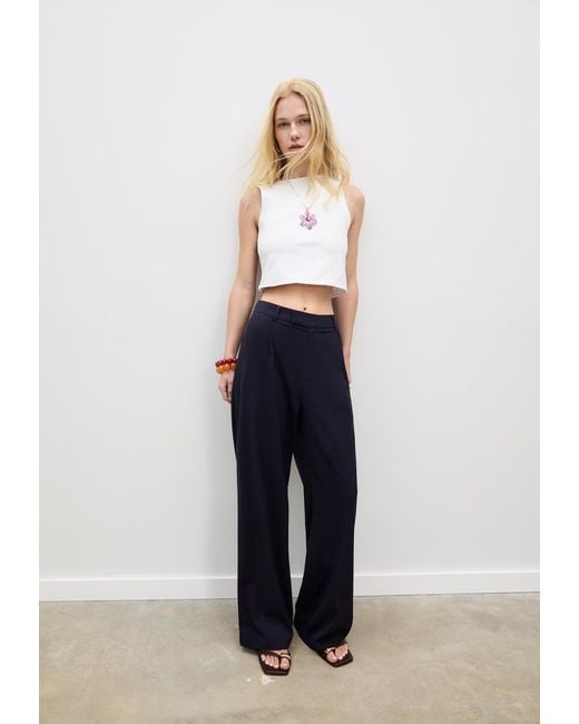 Pantalone Elegante Gamba Larga di Stradivarius in White