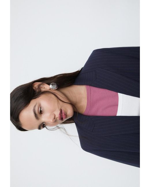 Blazer Aperto A Righe di Stradivarius in Blue