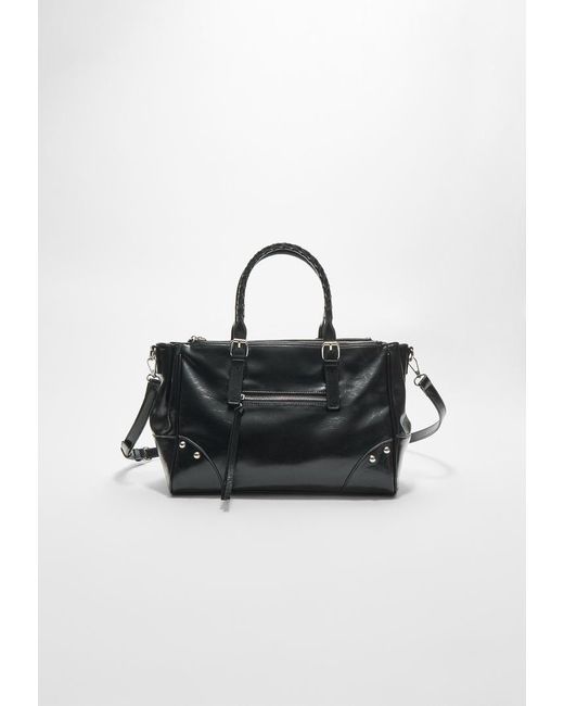 Tote Bag Morbida Con Manico Intrecciato di Stradivarius in Black
