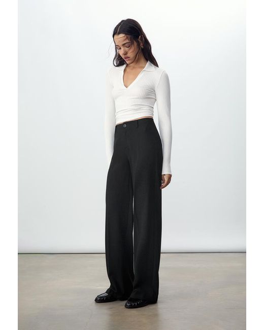 Pantaloni Eleganti Gamba Larga di Stradivarius in White