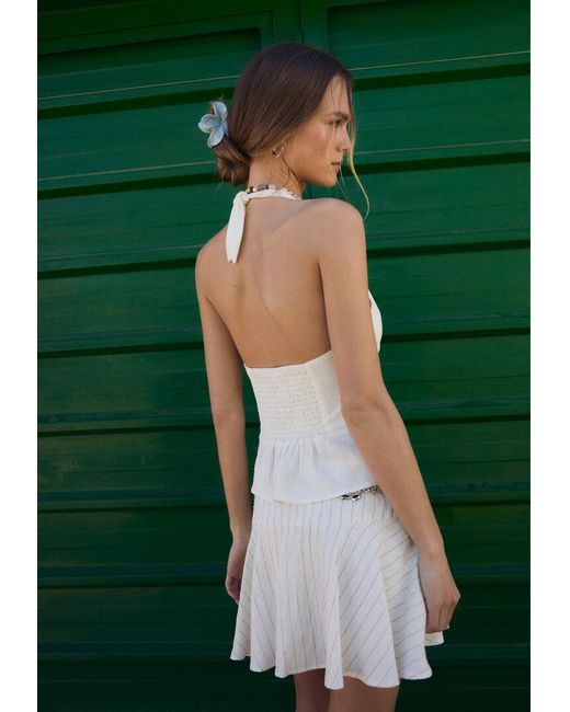 Minigonna Pantalone A Righe Con Lino di Stradivarius in White