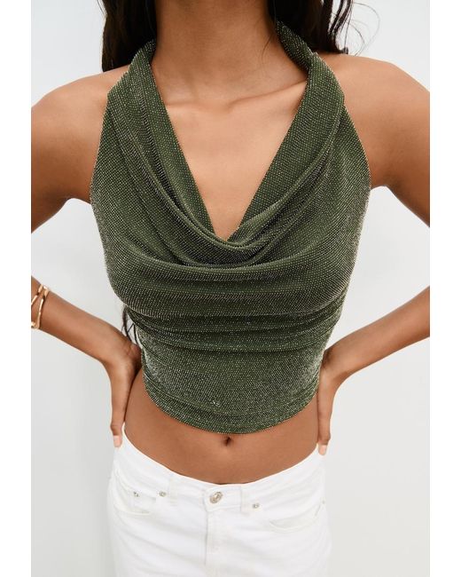 Top Halter Brillantini di Stradivarius in White