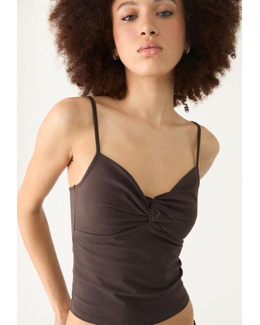 Canotta Con Nodo E Spalline di Stradivarius in Natural