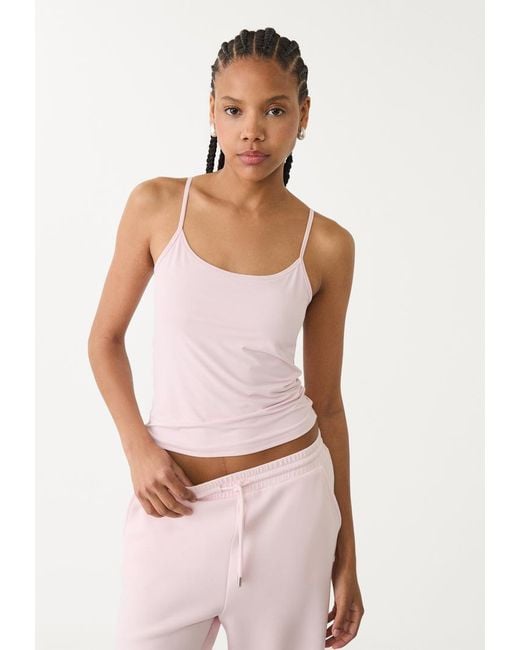 Maglietta Basica Con Spalline di Stradivarius in Pink