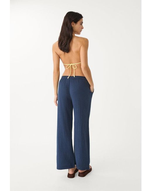 Pantaloni Morbidi Con Vita Elasticizzata di Stradivarius in Blue