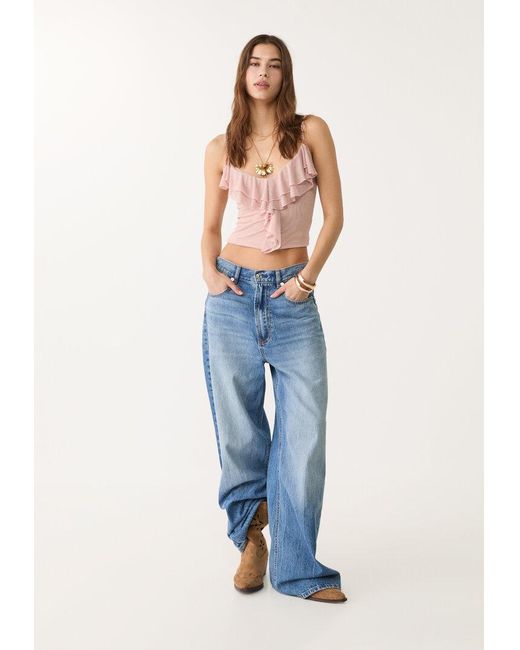 Top Tulle Con Volant di Stradivarius in Blue